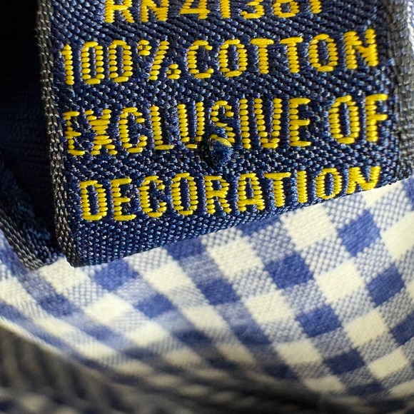 Ralph Lauren Custom Fit Gingham Button Down Shirt Mens Size Medium Blue White - Picture 5 of 6